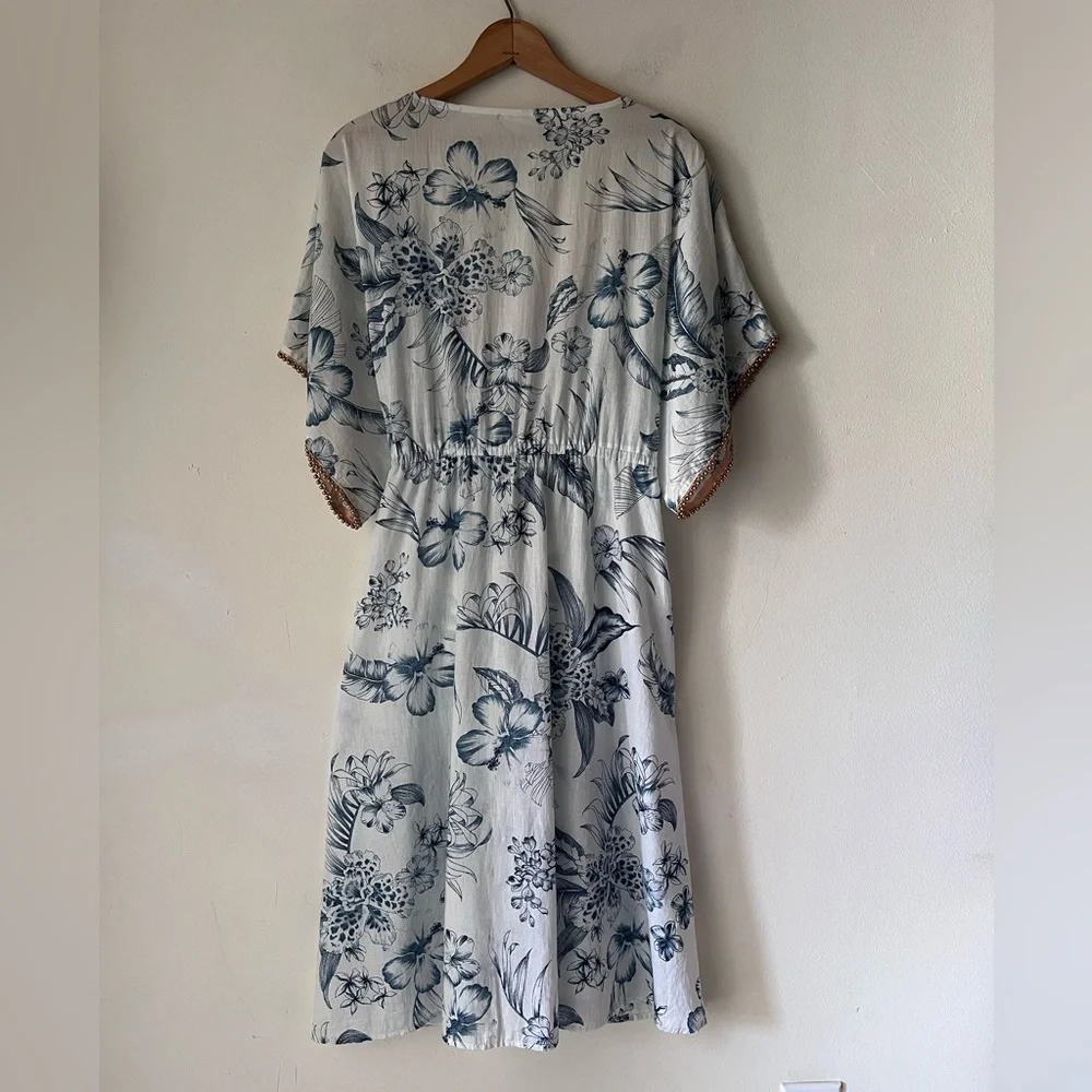 Anthropologie True Destinations Boho Floral Beach Cover Up Tassels Sz XS - Picture 3 of 10